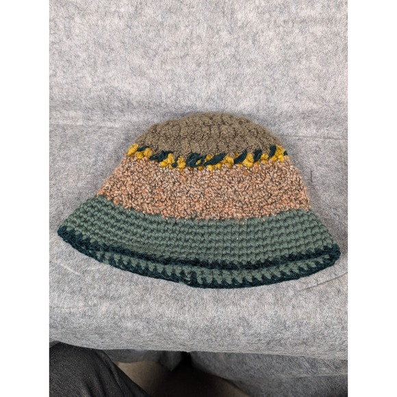 Bloomingdales Crochet Bucket Hat Women's Green Brown Textured Boho Made in Italy - Picture 5 of 7